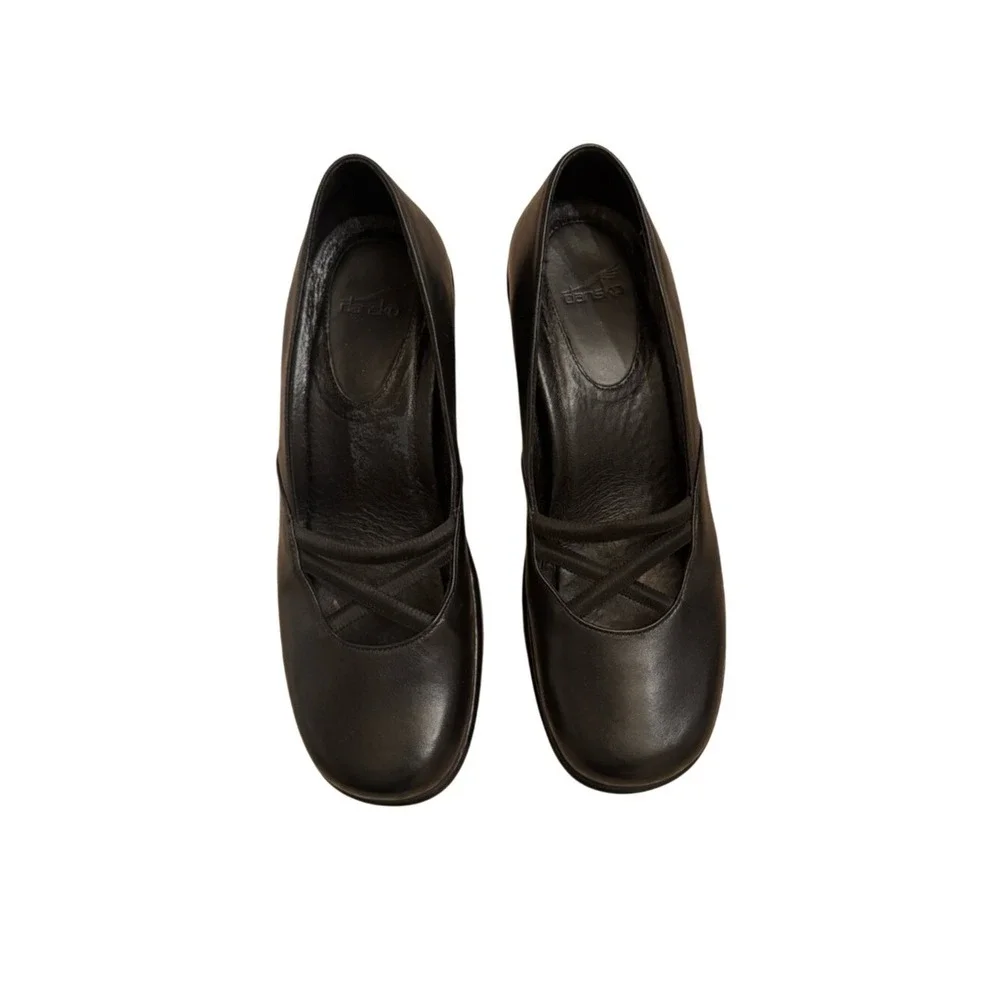 Dansko Womens Black Wedge Shoe Sz 39 Academia Preppy Whimsigoth‎